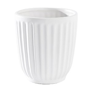 VASO DECORATIVO DE CERAMICA STRIATUS BRANCO - 14CM