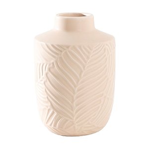 VASO DE CERAMICA FOLHAS VIRIDIS BEGE - 16CM