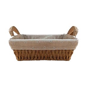 CESTO BANDEJA  ACAFATE C/FORRO EM FIBRA NATURAL 24X18X8