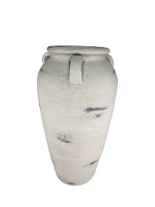 VASO DECORATIVO EM CERAMICA BRANCO RUSTICO 31,5CM
