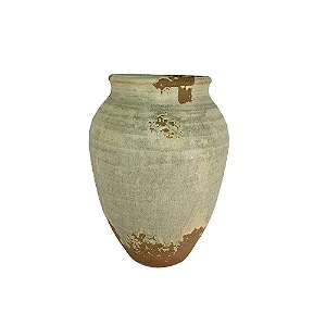 VASO DECORATIVO EM CERAMICA BEGE E MARROM 24CM