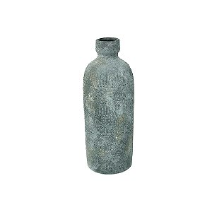 VASO GARRAFA DECORATIVO EM CERAMICA CINZA TEXTURIZADO 39CM