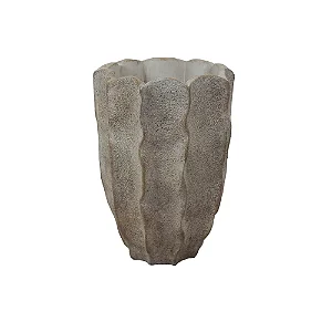 VASO DECORATIVO EM CIMENTO BEGE COM BRANCO RUSTICO 25,5CM