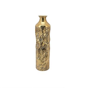 VASO GARRAFA DE CHÃO DECORATIVO EM METAL DOURADO - 72CM