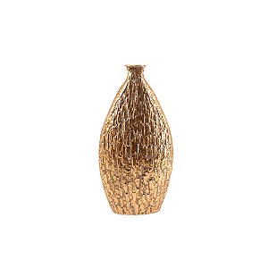 VASO GARRAFA DE CHAO TEXTURAS DECOR EM METAL DOURADO - 70CM