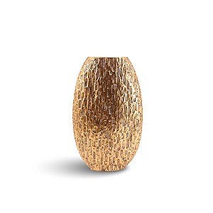 VASO TEXTURAS DECORATIVO EM METAL DOURADO - 60CM