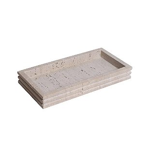 BANDEJA DECORATIVA EM MARMORE BEGE - 30CM