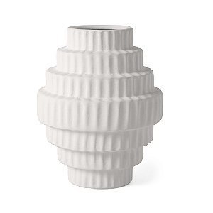 VASO EM CERAMICA COM ONDULAÇÕES BRANCO MART 22,5cm