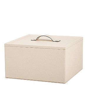 CAIXA EM MDF COM REVESTIMENTO EM PU OFF WHITE MART 17,5x10cm