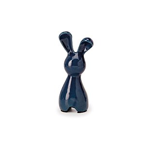 ESCULTURA COELHO EM CERAMICA AZUL MART