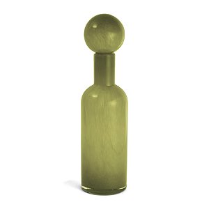 VASO GARRAFA COM ESFERA DECOR EM VIDRO VERDE MART 38cm