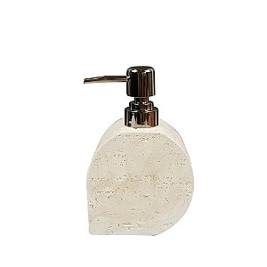 PORTA SABONETE LIQUIDO RESINA BEGE COM DISPENSER COBRE 15CM