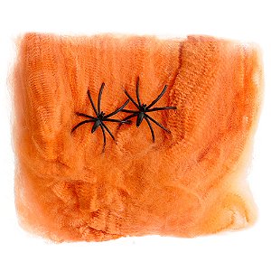 KIT C/ 10 TEIAS DE ARANHA HALOWEEN LARANJA DE POLIESTER 20G
