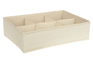 CAIXA ORGANIZADOR DOBRAVEL LINHO C/6 COMPARTIMENTOS OFFWHITE