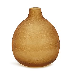 VASO EM VIDRO MARROM COM DETALHES EM RANHURAS MART 21CM