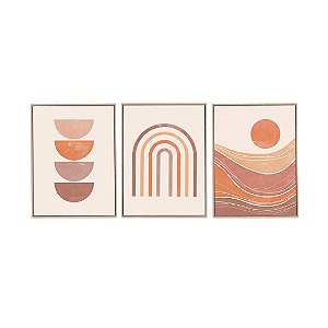 KIT 3 QUADROS EM CANVAS ESTAMPADO FORMAS GEOMETRICAS MART