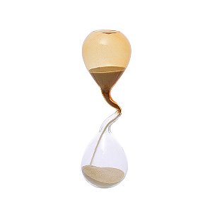 AMPULHETA EM VIDRO DEGRADE AMBAR/TRANSP E AREIA BEGE 19,5cm