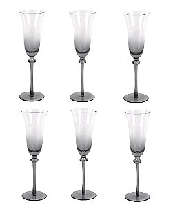 CJ DE TACAS DE CHAMPAGNE CINZA E TRANSPARENTE 6 PCS - 150ml