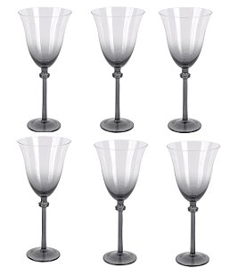 CONJ DE TACAS DEGRADE EM CINZA E TRANSPARENTE 6 PCS - 300ml
