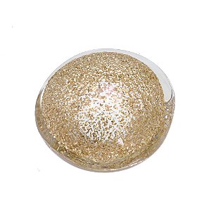 ESCULTURA DECORATIVA EM VIDRO DOURADO E TRANSPARENTE 9,5cm