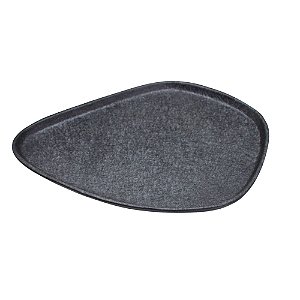 BANDEJA ORGANICA DECORATIVA EM METAL PRETO - 26,5X20CM