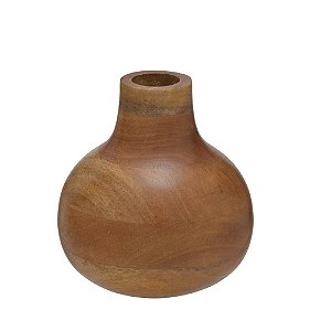 VASO GARRAFA DECOR EM MADEIRA NA COR MARROM - 18X16,5CM