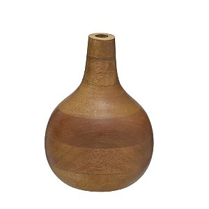 VASO GARRAFA DECORATIVO EM MADEIRA NA COR MARROM 22,5X16,5CM