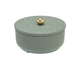 CAIXA PORTA JOIA DECORATIVA EM METAL VERDE - 9,5X13,5CM