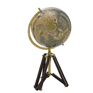 GLOBO TERRESTRE DECORATIVO DOURADO/MARROM/PRETO 44,5CM