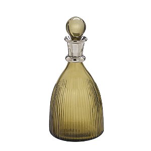 GARRAFA DECORATIVA EM VIDRO E METAL MARROM E PRATA 28,5CM