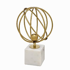 ESCULTURA ATOMO DECOR ACO INOXIDAVEL E MARMORE BR/DOUR 22cm
