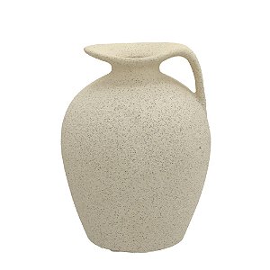 VASO JARRO DECORATIVO EM CERAMICA NA COR CREME 20CM