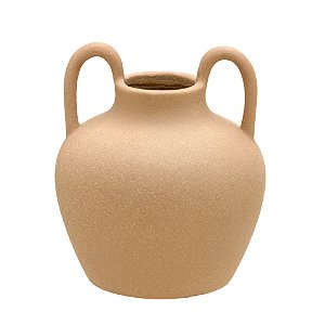 VASO DECORATIVO C/ALÇAS EM CERAMICA NA COR TERRACOTA 18,5cm