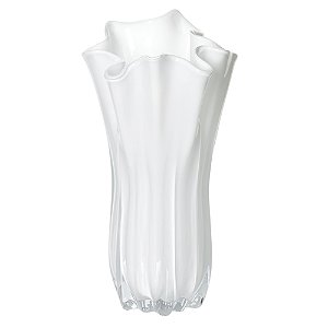 VASO DECORATIVO ESTILO MURANO EM VIDRO (BRANCO) 36cm