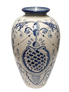 VASO CERAMICA PINTADO A MAO ARABESCO ABACAXI LUIZ SALVADOR