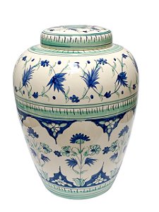 POTE C/TAMPA CERAMICA PINTADO A MAO SICILIA LUIZ SALVADOR G