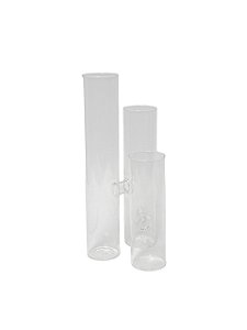 VASO EM VIDRO DECORATIVO  3 TUBOS ENSAIO CILINDRICO