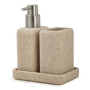 KIT PARA BANHEIRO EM POLIRRESINA  200ml - 3 PCS BEGE MART