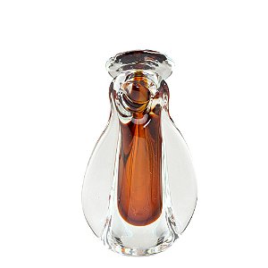 ESCULTURA ANJO DECOR EM VIDRO AMBAR E TRANSPARENTE 20,5CM