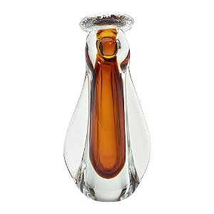 ESCULTURA DECOR ANJO EM VIDRO AMBAR E TRANSPARENTE - 26,5cm