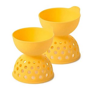 CJ 02 FORMAS PARA OVO POCHE SILICONE AMARELO 10CM OXO