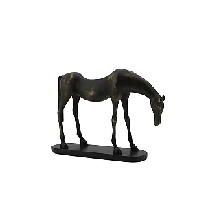 ESCULTURA CAVALO DECORATIVO EM RESINA BRONZE - 21cm
