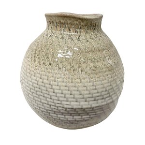 VASO CERAMICA BEGE COM DESENHOS FRACTAIS 18,5CM