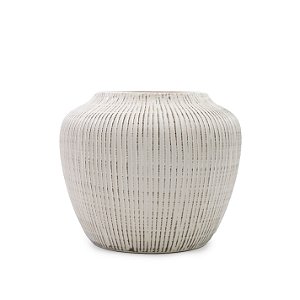 VASO CERAMICA REDONDO BRANCO DECORATIVO 13CM