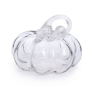 ESCULTURA DECORATIVA ABOBORA VIDRO TRANSPARENTE 16CM