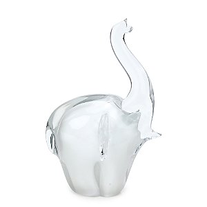 ESCULTURA DECORATIVA ELEFANTE VIDRO INCOLOR 18CM