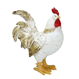 ESCULTURA GALO DECORATIVO EM RESINA - 26CM