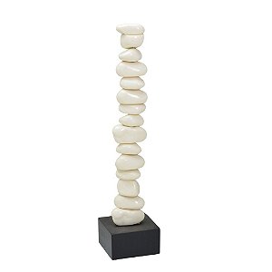 ESCULTURA DECORATIVA PEDRAS EM RESINA OFF WHITE/PRETO - 45CM