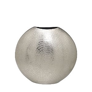 VASO DECORATIVO INDIANO EM ALUMINIO NA COR PRATA - 31,5CM