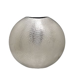 VASO DECORATIVO INDIANO EM ALUMINIO NA COR PRATA 39cm